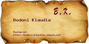 Bodoni Klaudia névjegykártya
