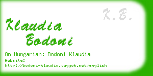 klaudia bodoni business card